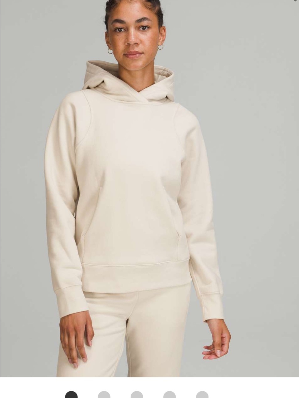 Lululemon Loungeful Hoodie White Opal Size 4 Soft Fleece Pullover Sweatshirt